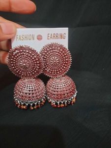 Oxidised jhumka with reddish tint