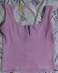 Lilac Ribbed Crop Top