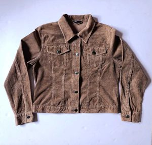 H&amp;M Women Brown Corduroy Trucker Jacket Si