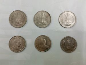 6 Pcs Of 1 Rupee Coins Old