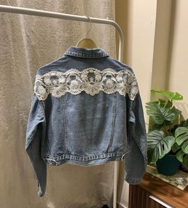 Denim Jacket with Lace