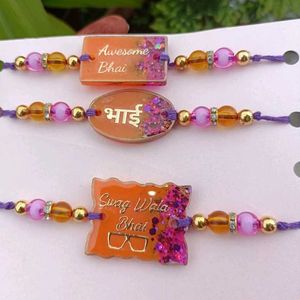 Handmade Bhai Rakhi Set | Couple Customized |Resin
