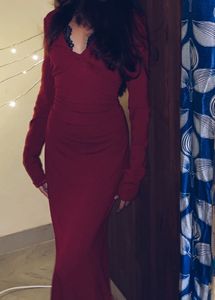 Red Lace Trim Long Sleeve Top