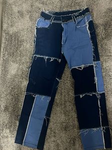 Distressed Patchwork Jeans