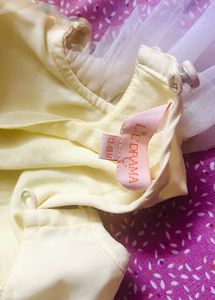 Lil Drama Baby Flared Party Dress And Gold Shoes