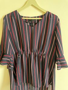 Striped Ruffle Sleeve Top