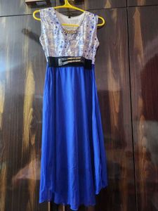 Blue &amp; White Sleeveless One piece Dress