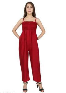 A Non Branded Maroon Cotton Jumpsuit