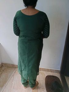 Green Churidhar Set With Long Dupatta