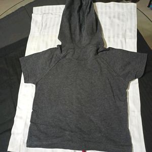 Grey Crop Top Hoodie For Women