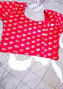 Red Blouse with Gold Print