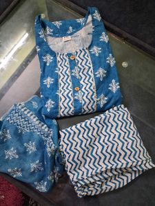 Blue Printed Kurta Set