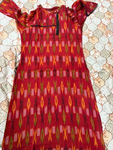 Stand Out in Style: Red Ikat Print kurta