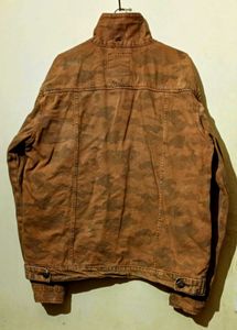 Brown Camo Print Denim Jacket