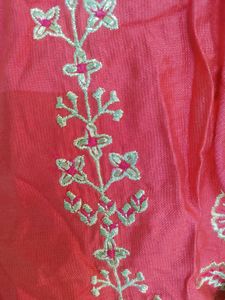Beautiful CORAL kurta With Golden Thread Work