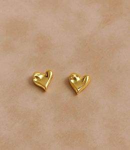 Gold Heart Stud Earrings