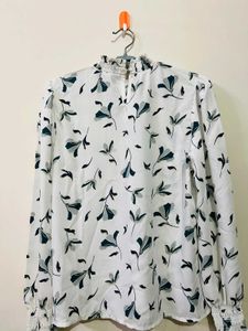 Floral Print Mock Neck Blouse
