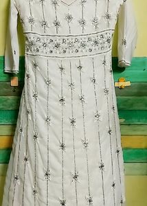 White Stone Work Kurti