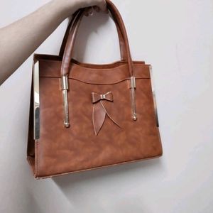 Brown Bow Accent Satchel