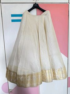 Cream Lehenga With Pink Thread And Sequin Kurti