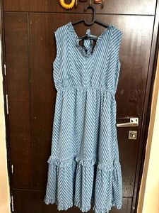 Blue Chevron Midi Dress