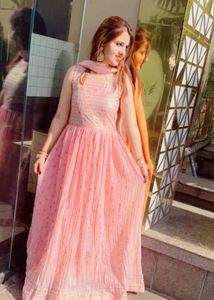 Peach Anarkali Suit