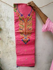 Pink Embroidered Salwar Kameez Suit Material