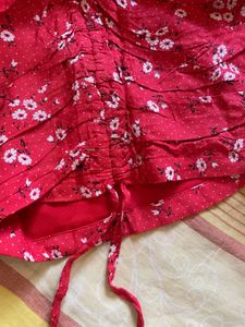 Red Floral Mini Skirt
