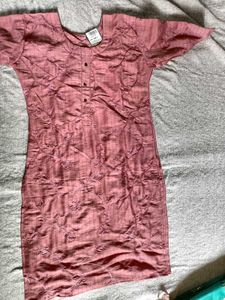 Rose Dress with Floral Embroidery