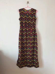 Abstract Wave Print Maxi Dress