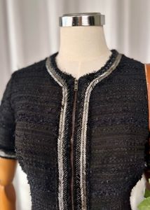 Chic Black Tweed Mini Dress
