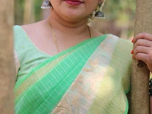 Green saree(cotton)