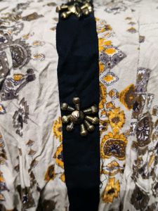 Patterned Dress with Black Accent