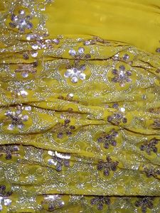 Sequined Yellow Saree
