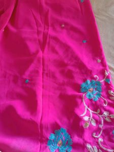 Elegant Pink Embroidered Saree