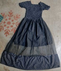 Black With White Polka Dots Midi Dress