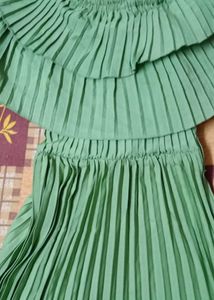 Green Pleated Skirt