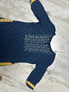 Blue Embroidered Detail Kurti
