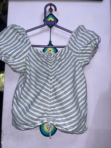 Striped Puff Sleeve Top