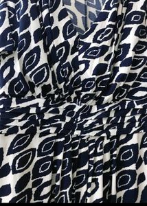 Navy & White Leaf Print Dress