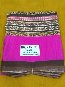 Elegant Pink & Brown Saree