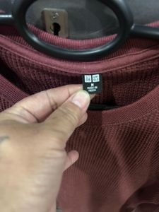 Uniqlo Burgundy Long Sleeve T-Shirt