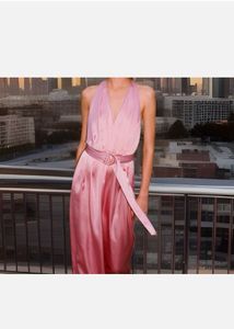 Zara Satin Backless Jumpsuit