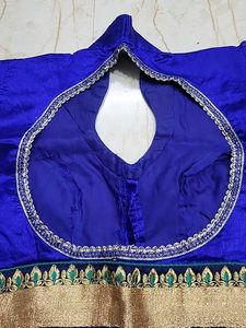 Stylish collar Blue Sari Blouse