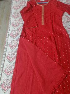 Biba Red &amp; Gold Embellished Kurta