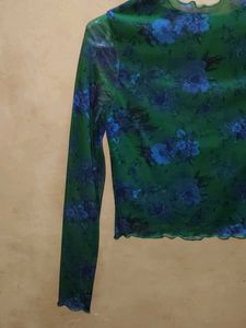 ASOS Design Mesh Floral Top