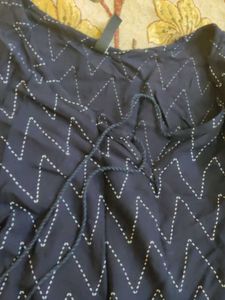 Navy Zig-Zag Cold Shoulder Top