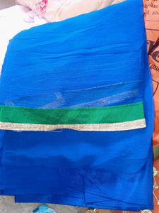 Blue Embroidered Dress Material