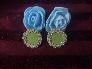 New Handmade Green Ear Studs