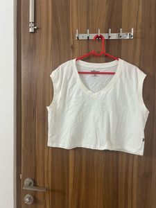 Off White Crop Top From Roadster